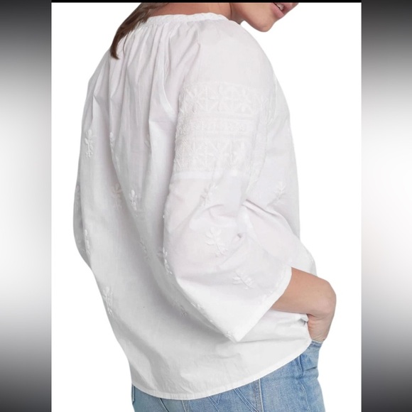 Roberta Roller Rabbit Ulli Top Peasant Bohemian White Top Blouse Shirt Size XL - Picture 2 of 7